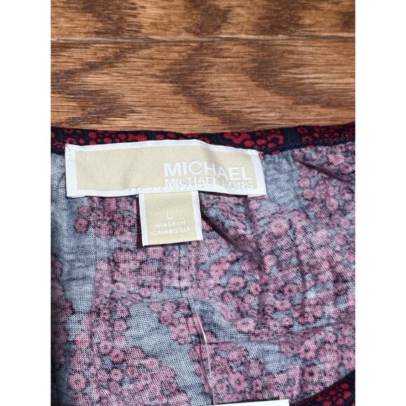 Michael Kors Women's Navy Blue Scarlet Floral 3/4 Sleeve Top Blouse, Size Large - Picture 6 of 6